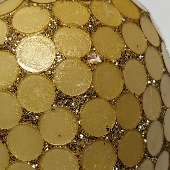 Christmas ornaments pale yellow/gold mosaic 1970's RARE! C11 - Picture 7 of 15